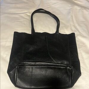 Classic Black Leather Tote Bag - Women